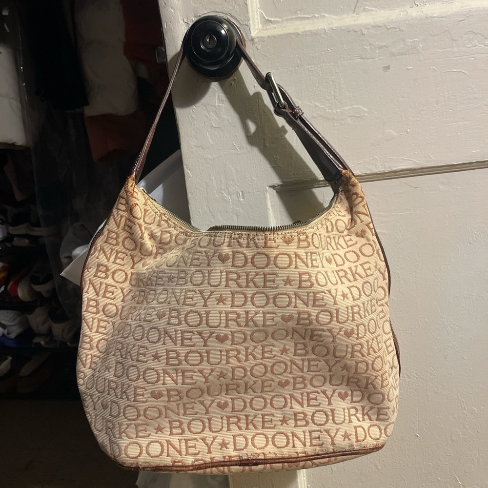 Dooney & Bourke Beige Logo Hobo Bag